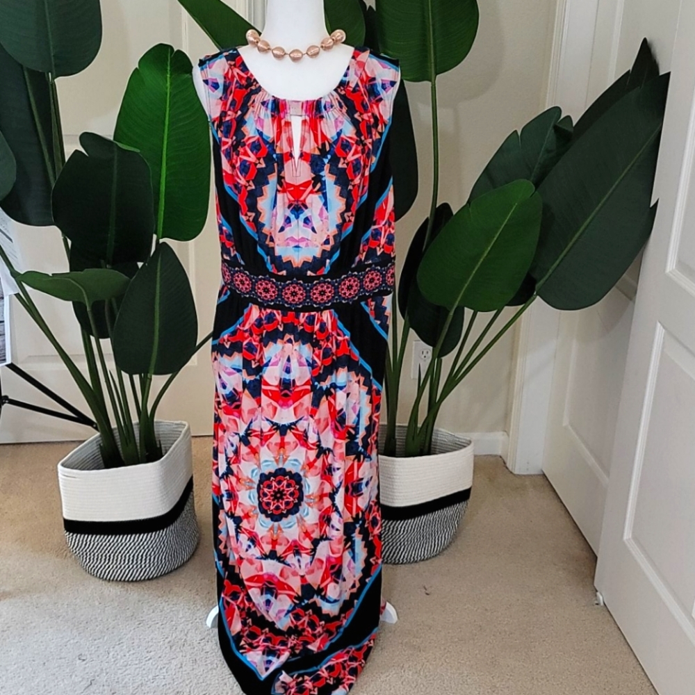 London Times - 22W - Multi-color Maxi Dress